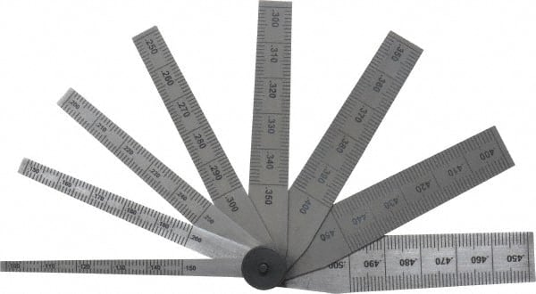 0.1 to 0.5 Inch Measurement, 8 Leaf Taper Gage MPN:14-184-6
