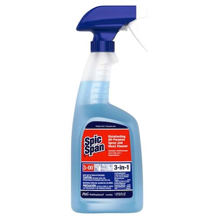 Disinfecting All-Purpose Spray and Glass Cleaner, Trigger Spray Bottle, 32 oz, Unscented, 8 PK MPN:58775