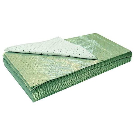 Sorbent Pad, Universal, 15 gal Vol Absorbed per Pkg, 32 in x 54 in, Green, Polypropylene, 20 PK MPN:G-3254L