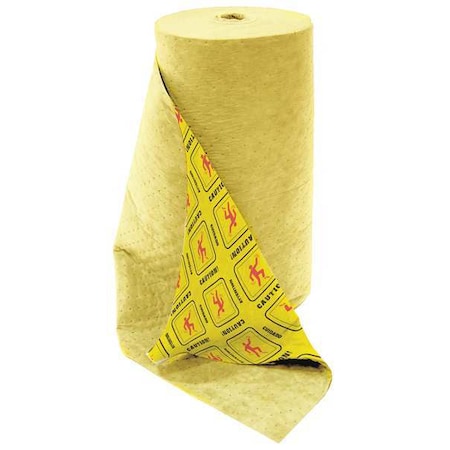 Sorbent Roll, Universal, 59 gal Vol Absorbed per Pkg, 32 in x 300 ft, Yellow, Polypropylene MPN:HVU-95