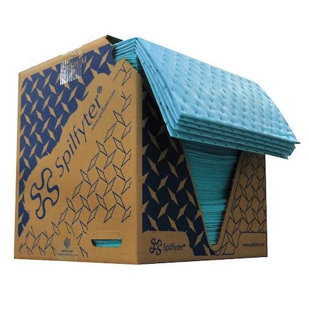Sorbent Pad, 34 gal, 16 in x 18 in, Oil, Blue, Polypropylene MPN:M-75
