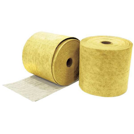 Sorbent Roll, 30 gal, 16 in x 150 ft, Harsh Chemicals, Yellow, Polypropylene MPN:S2-91BX