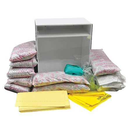 Spill Kit, 8 gal Volume Absorbed per Kit, 8 gal Capacity, Wall Mounted Cabinet, White, 37 MPN:200800
