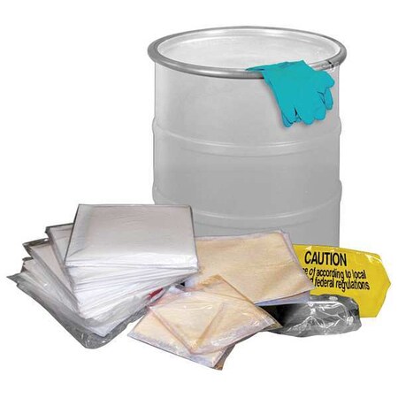 Spill Kit, 20 gal Volume Absorbed per Kit, 20 gal Capacity, Drum, White, 70 MPN:222020