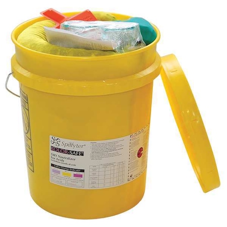 Acid Neutralizing Spill Kit, 3 gal Volume Absorbed per Kit, 5 gal Capacity, Bucket, Yellow MPN:270005