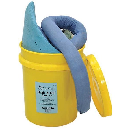 Spill Kit, 4 gal Volume Absorbed per Kit, 5 gal Capacity, Bucket, Blue, 10 MPN:305304