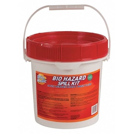 Spill Kit, 2 gal Volume Absorbed per Kit, 1 1/4 gal Capacity, Bucket, Red MPN:97501