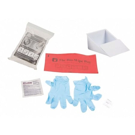 Biohazard Spill Kit, 16 oz Volume Absorbed per Kit, 1/16 gal Capacity, Bag, Clear MPN:97502