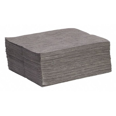 Sorbent Pad, 15 gal, 15 in x 19 in, Universal, Gray, Polypropylene MPN:GPB100S