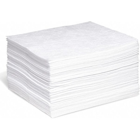 Absorbent Pad, 15 in W x 18 in L, Absorbs 20 gal. per Pkg, Oil, White, Poly Bag, 100PK MPN:WP-M