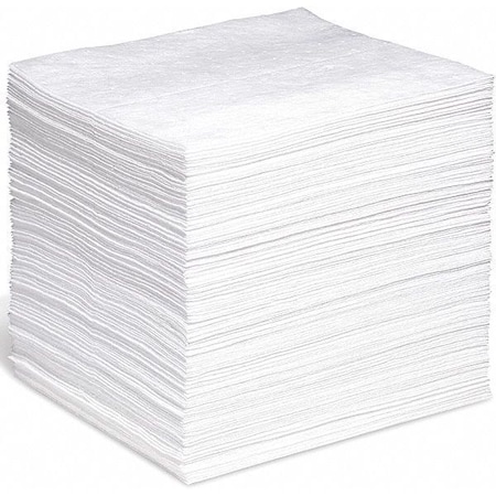 Absorbent Pad, 15 in W x 18 in L, Absorbs 35 gal. Per Pkg, Oil-Only, White, Poly Bag, 200PK MPN:WP-S