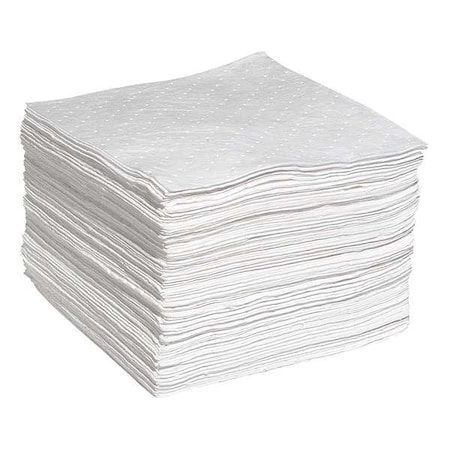 Absorbent Pad, 15 in W x 19 in L, Absorbs 24 gal. per Pkg, Oil, White, 100PK MPN:WPB100M