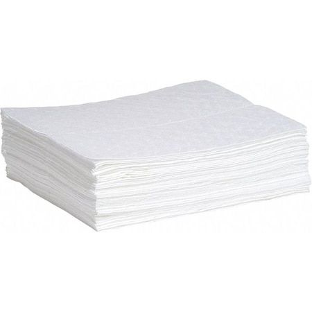 Absorbent Pad, 15 in W x 19 in L, Absorbs 12 gal. per Pkg, Oil, White, 50 Pack MPN:WPB50M