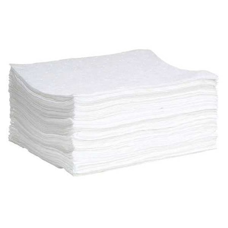 Sorbent Pad, 17 gal, 15 in x 19 in, Oil, White, 100 PK MPN:WPD100M