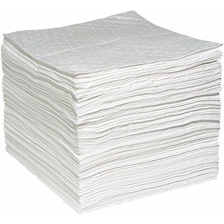 Absorbent Pad, 15 in W x 19 in L, Absorbs 26.3 gal. per Pkg, Oil, White, Poly Bag, 100PK MPN:WPF100H
