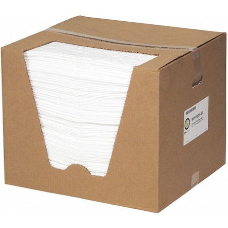 Absorbent Pad, 15 in W x 19 in L, Absorbs 26.3 gal. per Pkg, Oil, White, Dispenser Box, 100 PK MPN:WPF100H-BX