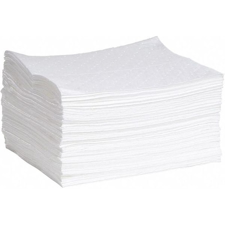 Absorbent Pad, 15 in W x 19 in L, Absorbs 20 gal. per Pkg, Oil, White, 100PK MPN:WPF100M
