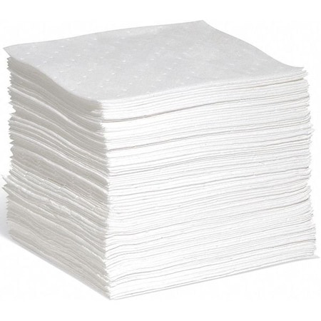Sorbent Pad, 18 gal, 10 in x 14 in, Oil, White, 100 PK MPN:WPF1014H