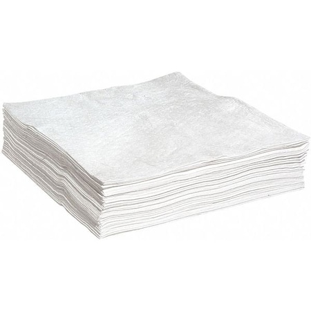 Sorbent Pad, 45 gal, 30 in x 30 in, Oil, White, Polypropylene MPN:WPKB50H