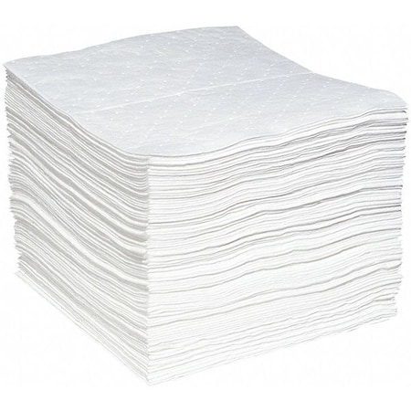 Sorbent Pad, 25 gal, 15 in x 19 in, Oil, White, 200 PK MPN:WPL200S