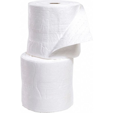 Sorbent Roll, 46 gal, 15 in x 150 ft, Oil, White, Polypropylene MPN:WRSB150M