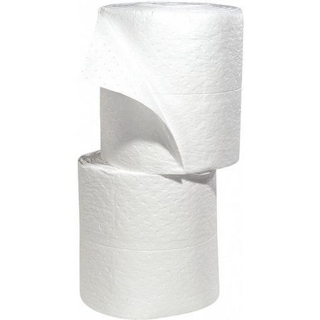 Sorbent Roll, 44 gal, 15 in x 150 ft, Oil, White, Polypropylene MPN:WRSL150M