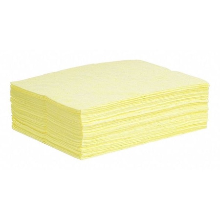 Sorbent Pad, 14 gal, 15 in x 19 in, Harsh Chemicals, Yellow, 50 PK MPN:YPB50H