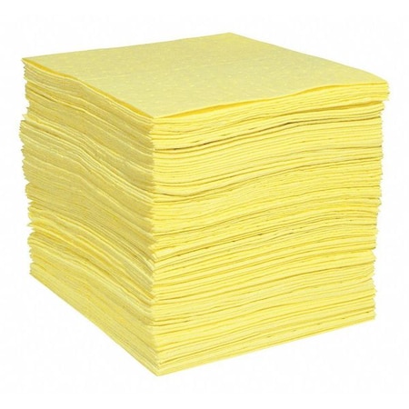Sorbent Pad, 26 gal, 15 in x 19 in, Harsh Chemicals, Yellow, Polypropylene MPN:YPF100H