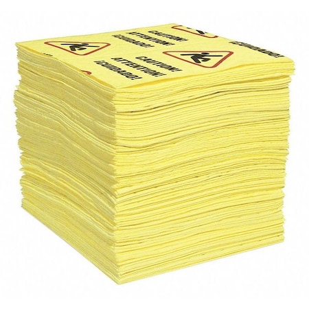 Sorbent Pad, 29 gal, 15 in x 19 in, Universal, Yellow, 100 PK MPN:YPZ100H-BX