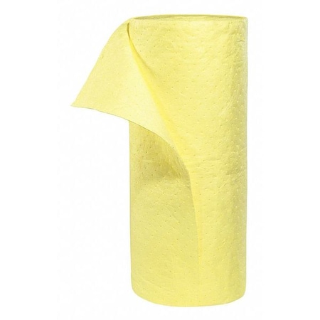 Sorbent Roll, 55 gal, 30 in x 150 ft, Harsh Chemicals, Yellow, Polypropylene MPN:YRB150H