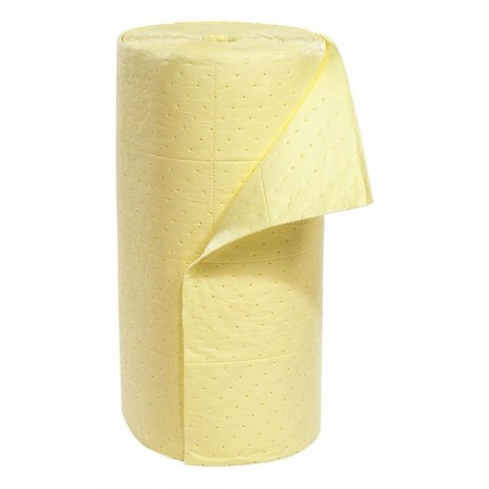 Sorbent Roll, 49 gal, 30 in x 150 ft, Harsh Chemicals, Yellow, Polypropylene MPN:YRF150H