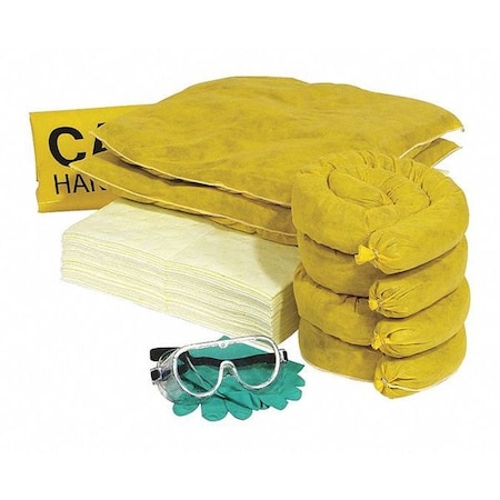 Spill Kit Refill, 17 gal Volume Absorbed per Kit, 20 gal Capacity, Box, Yellow, 47 MPN:RSPKHZ-20
