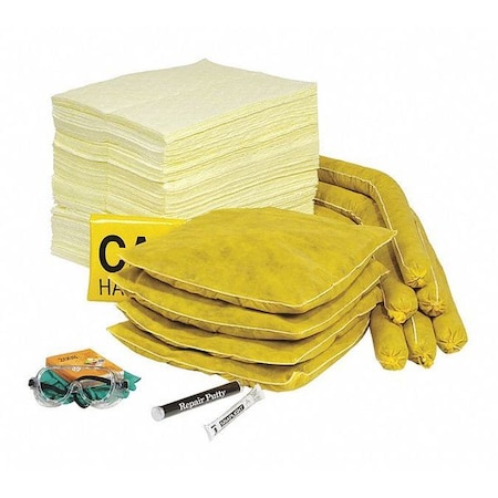 Spill Kit Refill, 43 gal Volume Absorbed per Kit, 50 gal Capacity, Box, Yellow, 162 MPN:RSPKHZ-50