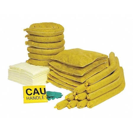 Spill Kit Refill, 44 gal Volume Absorbed per Kit, 65 gal Capacity, Box, Yellow, 77 MPN:RSPKHZ-65