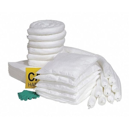 Spill Kit Refill, 44 gal Volume Absorbed per Kit, 65 gal Capacity, Box, Yellow, 77 MPN:RSPKO-65