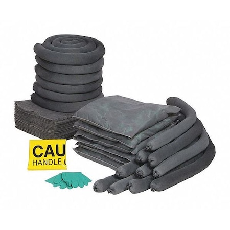 Spill Kit Refill, 50 gal Volume Absorbed per Kit, 65 gal Capacity, Box, Clear, 77 MPN:RSPKU-65