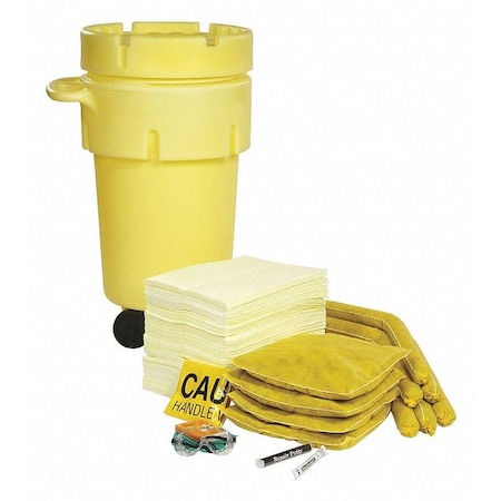 Spill Kit, 43 gal Volume Absorbed per Kit, 50 gal Capacity, Drum, Yellow, 162 MPN:SPKHZ-50-WD