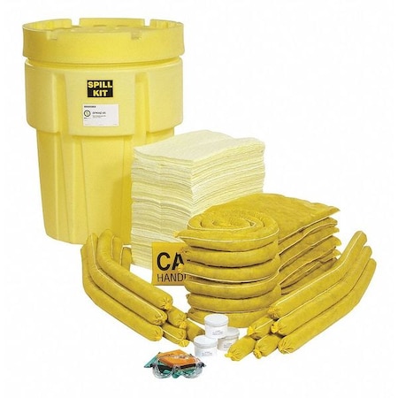Spill Kit, 80 gal Volume Absorbed per Kit, 95 gal Capacity, Drum, Yellow, 196 MPN:SPKHZ-95
