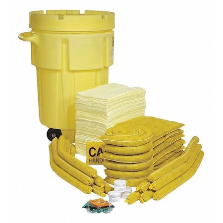 Spill Kit, 80 gal Volume Absorbed per Kit, 95 gal Capacity, Drum, Yellow, 196 MPN:SPKHZ-95-WD
