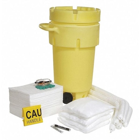 Spill Kit, 43 gal Volume Absorbed per Kit, 50 gal Capacity, Drum, Yellow, 162 MPN:SPKO-50-WD