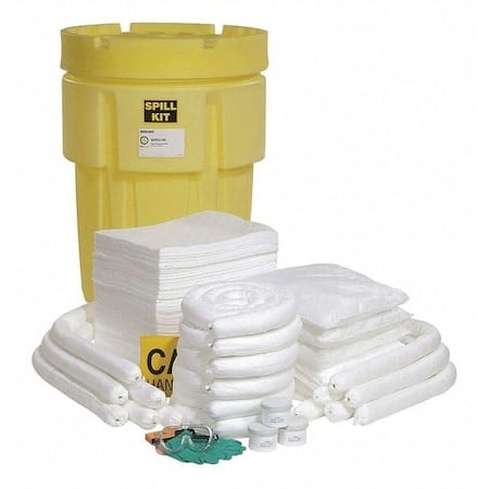 Spill Kit, 80 gal Volume Absorbed per Kit, 95 gal Capacity, Drum, Yellow, 196 MPN:SPKO-95