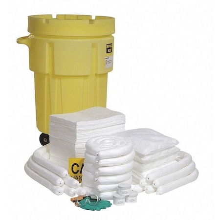 Spill Kit, 80 gal Volume Absorbed per Kit, 95 gal Capacity, Drum, Yellow, 196 MPN:SPKO-95-WD