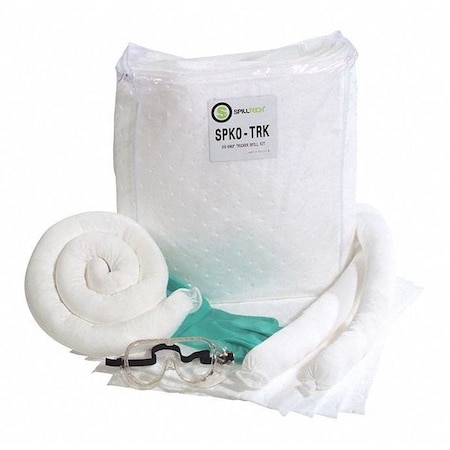 Spill Kit, 8 gal Volume Absorbed per Kit, Bag, White, 29 MPN:SPKO-TRK