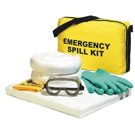 Spill Kit, 4 gal Volume Absorbed per Kit, Bag, Yellow, 20 MPN:SPKO-YBAG