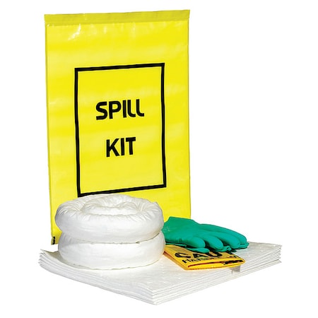 Spill Kit, 4 gal Volume Absorbed per Kit, Bag, Yellow, 16 MPN:SPKO-YTB
