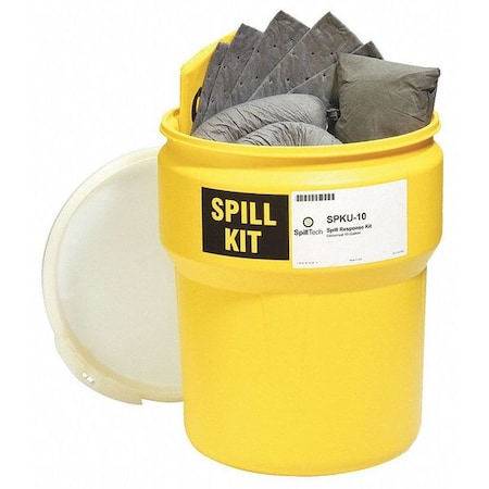Spill Kit, 10 Gallon Volume Absorbed per Kit, 10 Gallon Container Capacity, Yellow, 36 Components MPN:SPKU-10