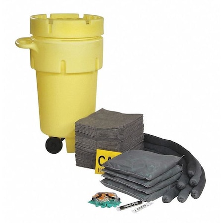 Spill Kit, 46 gal Volume Absorbed per Kit, 50 gal Capacity, Drum, Yellow, 162 MPN:SPKU-50-WD