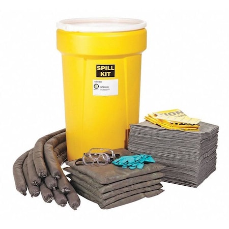 Spill Kit, 52 Gallon Volume Absorbed per Kit, 55 Gallon Container Capacity, Yellow, 144 Components MPN:SPKU-55