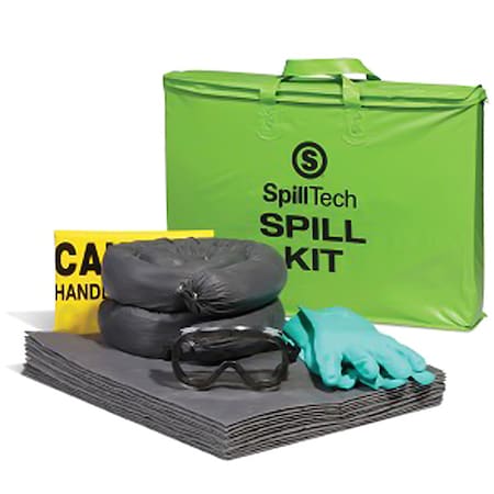 Universal Tote Spill Kit, 5 Gallon Volume Absorbed Per Kit, Drum Container, 4 ft Sock Length, Green MPN:SPKU-GTOTE