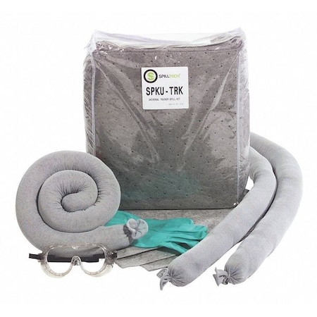 Spill Kit, 9 gal Volume Absorbed per Kit, Bag, Clear, 28 MPN:SPKU-TRK